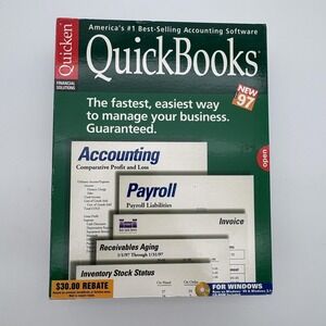 Vintage 1997 Intuit QuickBooks Version 5.0 Windows 95 3.1 CD Retail Box 74000